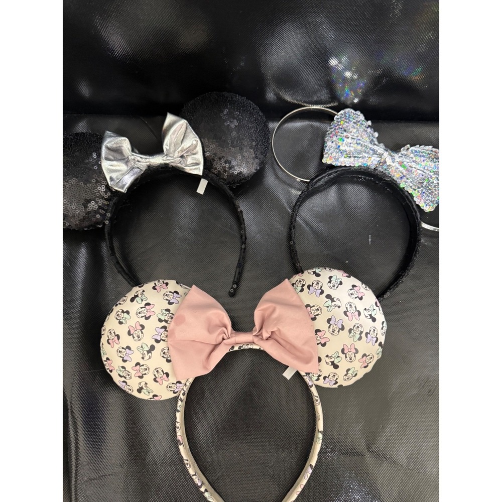 Disney Minnie Mouse Ears Headband set of 3 Sequin Bows